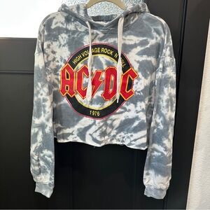 AC/DC Tie Dye Cropped Hoodie Medium